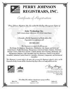 Solar Technology, Inc ISO Certificate